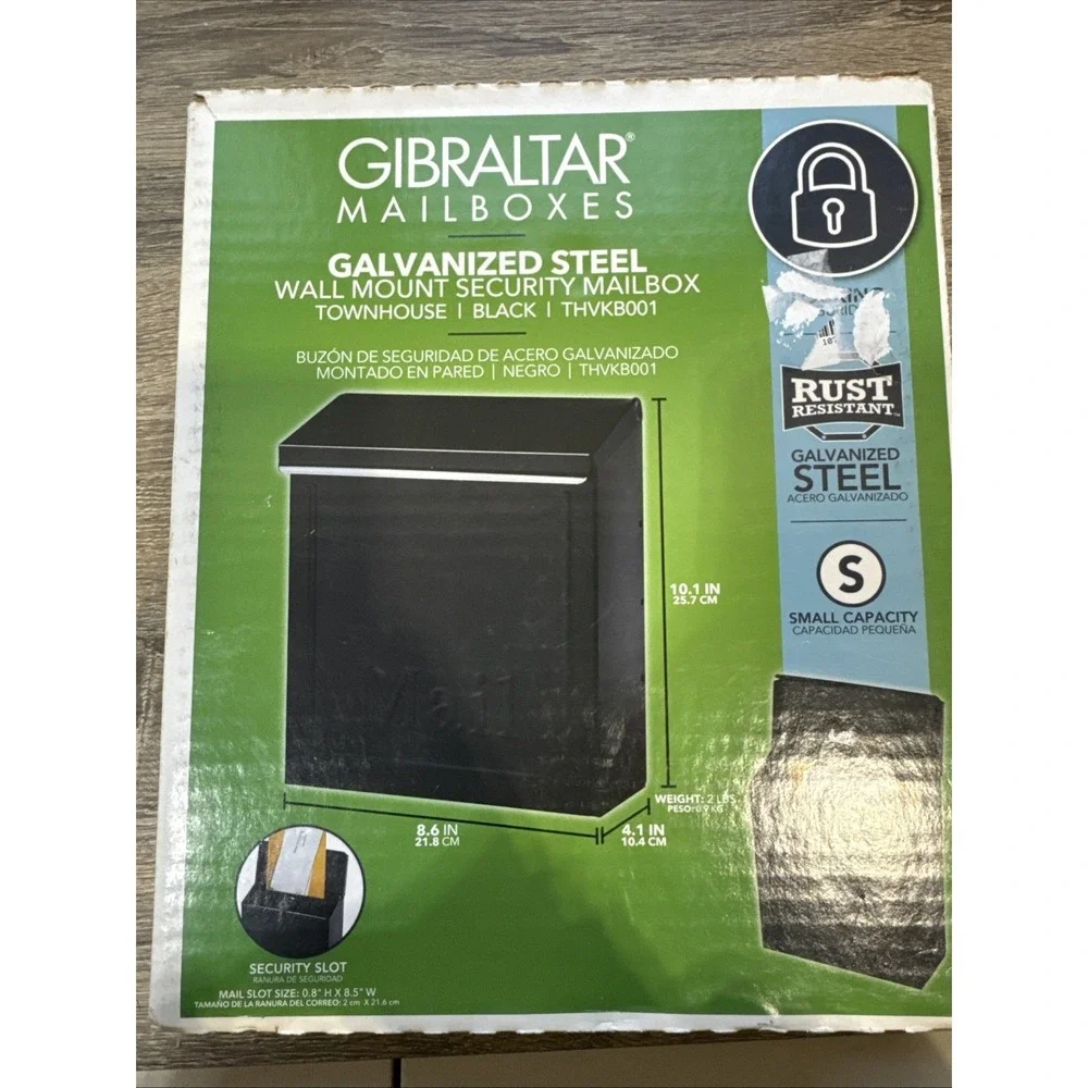 New Gibraltar THVKB001 Black Townhouse Wall Mount Locking Mailbox